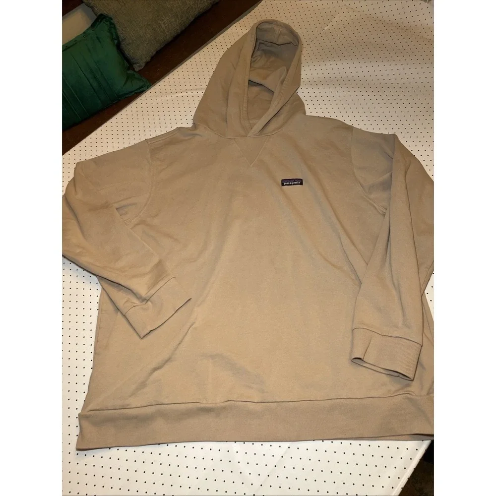 Patagonia Organic Cotton Hoodie XXL Beige Tan Pullover Sweatshirt Oversized